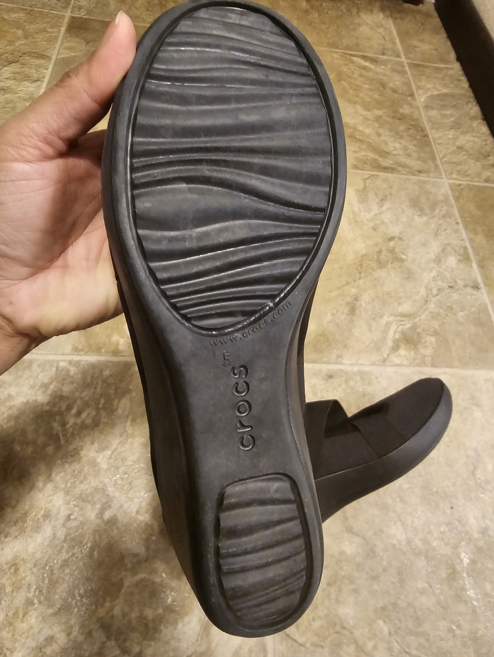 Crocs Women's Black Stretch Mary Jane Flats - Picture 5 of 6